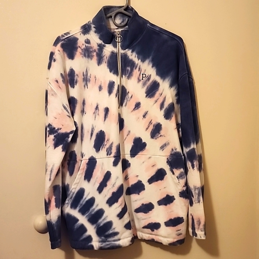 PINK tie dye half zip sweater